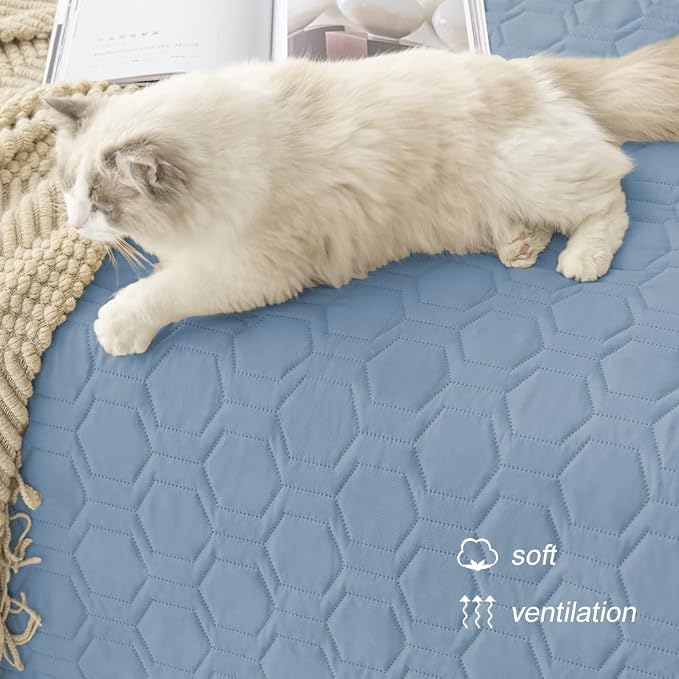 Tcksstex Waterproof and Anti-Slip Dog Bed Cover and Pet Blanket Sofa Pet Bed Mat ，car Incontinence Mattress Protectors Furniture Couch Cover for Most Cats Dogs, Pets（52x82-Stoneblue）