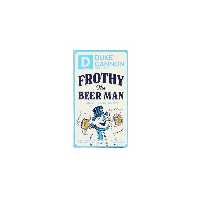 Duke Cannon Supply Co. Big Brick of Soap Bar for Men Holiday Edition - Frothy the Beer Man (Woodsy Sandalwood Scent), 10 oz. (3 Pack)