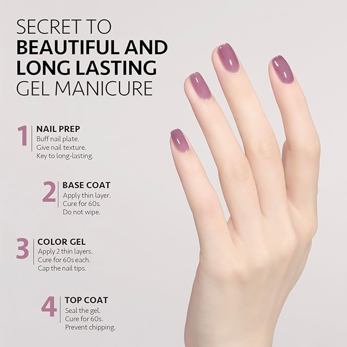 GAOY Jelly Nude Purple Gel Nail Polish, 16ml Sheer Neutral Translucent Soak Off Gel Polish, UV Light Cure for Nail Art DIY, 1721 Amethyst Crystal