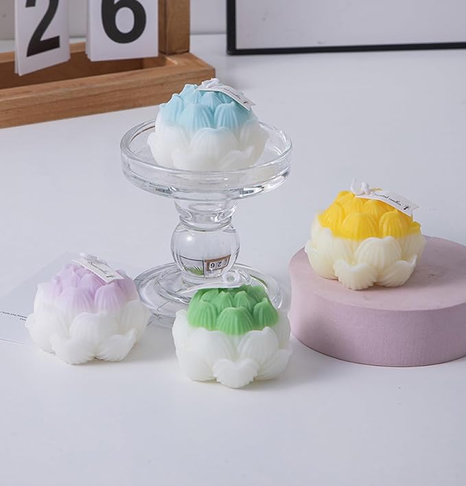 Lotus Flower Shaped Scented Candle,70G Handmade Soy Wax Aroma Aesthetic Decorative Candle for Table Photo Prop,Prefect Gift for Meditation Stress Relief Mood Boosting Bath Yoga (Green)