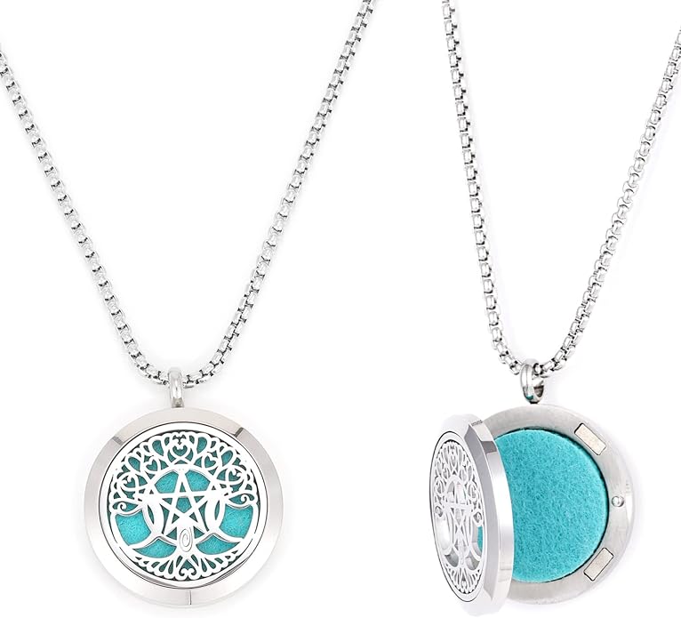 Essential Oil Diffuser Viking Necklace - Stainless Steel Locket- Best for Aromatherapy-Perfume, Fragrance, Scent Diffusers for Women and Girls