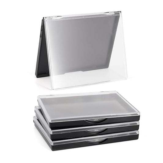 Magnetic Makeup Palette with Clear Top, 3Pack Empty Eyeshadow Pan Dispensing Storage Box with 60Pcs Adhesive Metal Stickers for DIY Cosmetics Lipstick Blush Powder-4.8" x 4"Palette