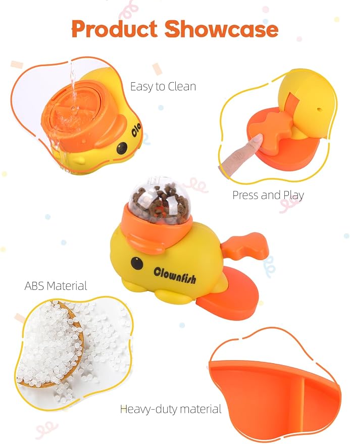 Dog Treat Dispenser Puzzle Toy, Interactive Slow Feeder Bowl for Cats and Dogs, Mental Stimulation Enrichment Toy, Indoor Pet Feeder with Silicone Mat to Keep Pets Busy,Multiple Colors (Yellow)