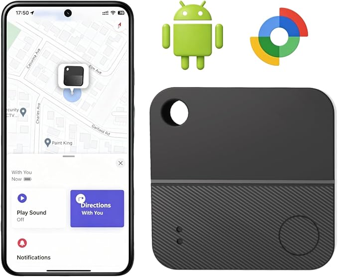 KEENSENSE Bluetooth Tracker Tag Accurate Positioning, One-Tap Item Finding | Works with Android 9+ Replaceable battery 1-year battery life IP67 dust/water resistant Tracks keys wallet luggage and pets