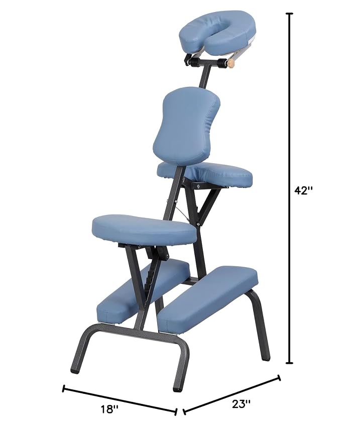 Nova Microdermabrasion Portable Massage Chair Foldable Tattoo Therapy Chair 4 Inches Thickness Sponge Face Cradle Spa Salon Massage Chair (Blue)