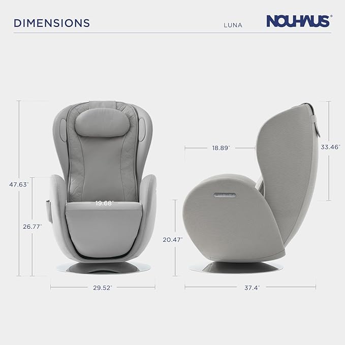 Nouhaus Luna Heated Massage Chair,Full Body Massaging Zero-Gravity Leisure Recliner with Low-Noise 3D Massage and Dual Sound Systems Modern Massage Chairs (Elder White)
