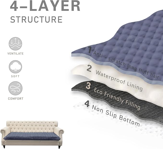 Waterproof Dog Bed Cover, Dog Pad Soft Plush Pet Blanket with Anti-Slip Back for Bed Couch Sofa, Furniture Protector for Small, Medium and Large Dogs and Cats (Noble Gray-Bubble, 68"x82")