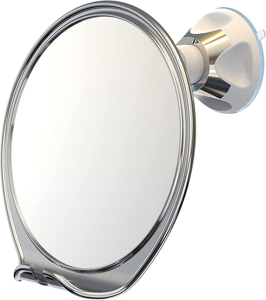 Luxo Shower Mirror, Shaving Mirror with a Razor Holder for Shower and Powerful Suction Cup - Shatterproof Shower Mirror fogless for Shaving, fogless Mirror for Shower (Chrome)