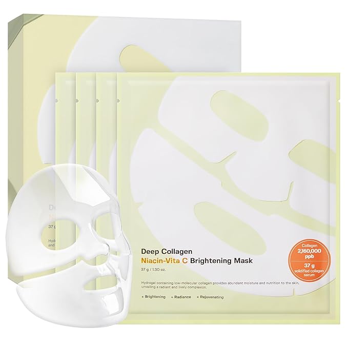 SUNGBOON EDITOR Deep Collagen Niacin-Vita C Overnight Mask | Brightening & Wrinkle Care Mask | 2,160,000PPB Collagen + Niacinamide + Vita C | Korean Skincare, 4ea | Gifts for Women