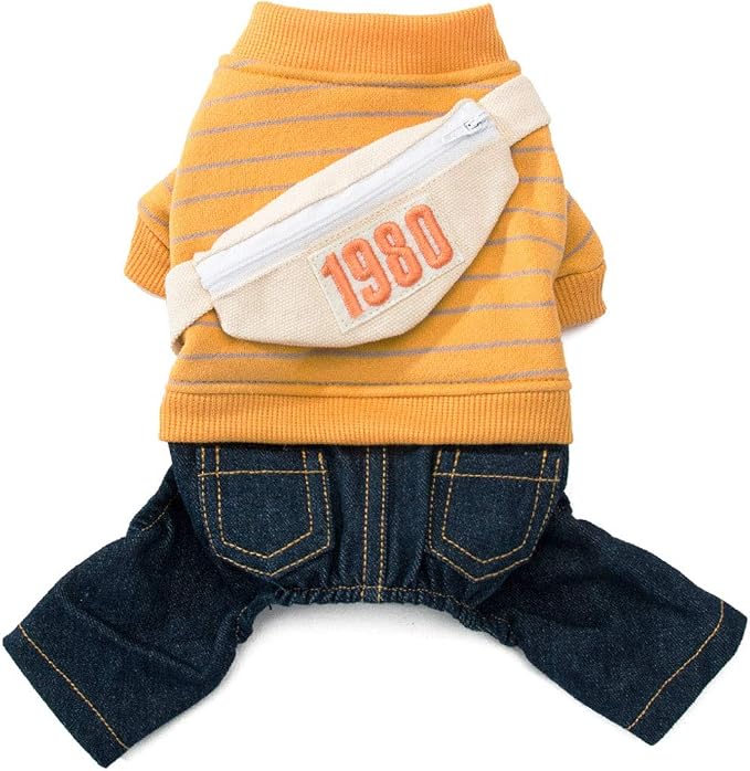 Dog Denim Clothes Pet Adorable Sweatshirt & Jeans Outfits for Medium Small Dogs Puppy Jumpsuit Cat Pants
