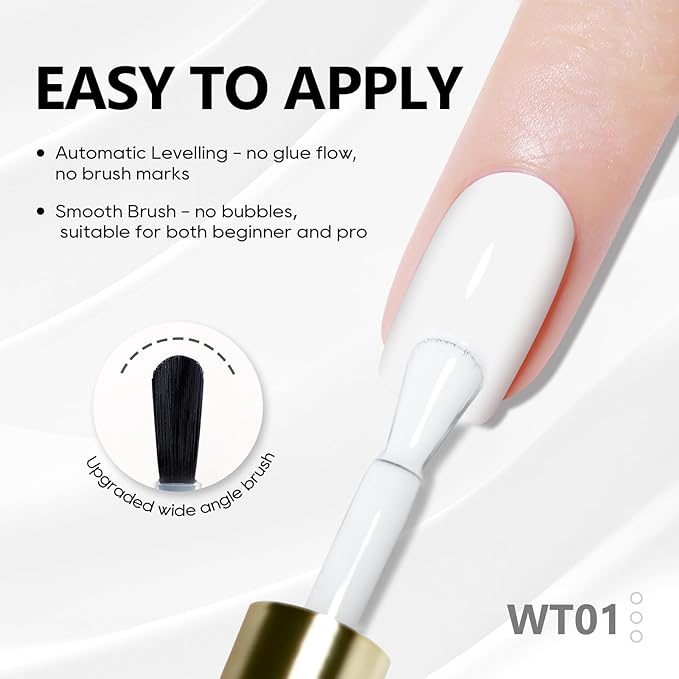 Nail Polish White Gel Nail Polish 1 Pcs 13ml Pure White Gel Polish Easy to Apply Self Levelling Soak Off UV White Nail Polish Gel French Nail Manicure Salon DIY at Home Suitable for Beginners
