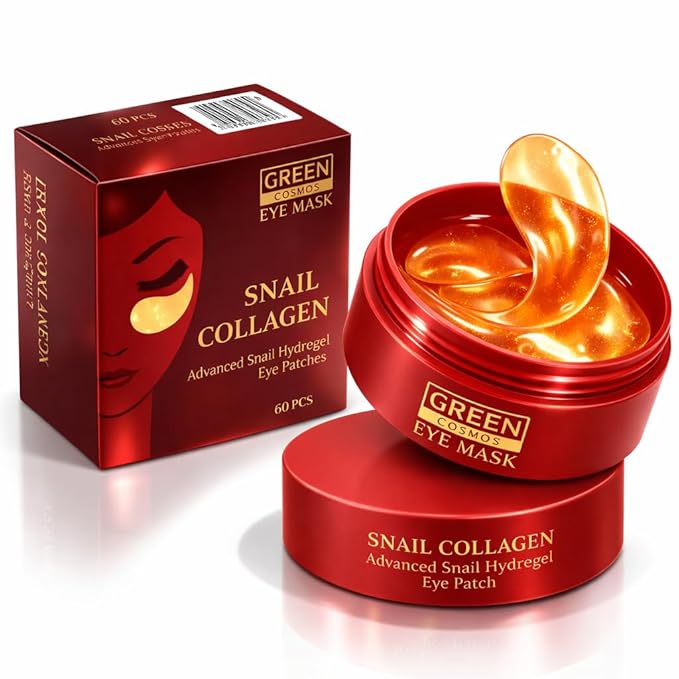 Green Cosmos Advanced Snail Hydrogel Eye Patch (60pc) Gel Serum Mask, Puffy Under Eye Treament, Fine Lines, Refresh, Hydrate - Snail Secretion Filtrate