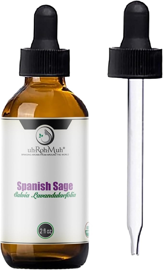 USDA Certified Organic Spanish Sage Essential Oil || Pure || Spain - 2oz w/Pipette