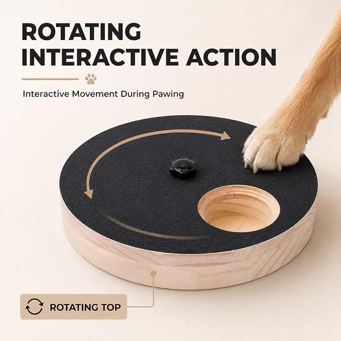 Wooden Rotating Dog Nail Scratch Board with Treat Dispenser