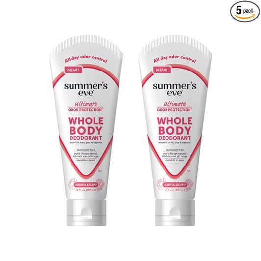 Summer’s Eve Ultimate Odor Protection Whole Body Deodorant Cream, Blissful Escape, Aluminum Free, All Day Odor Control, Invisible Cream, 3 Ounce (Pack of 2)