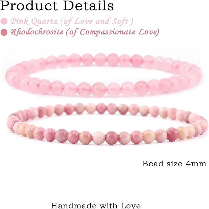 NCB 2.3-Piece 4mm Natural Crystal Gemstone Stretch Bracelets – Handmade Reiki Energy Healing Jewelry for Meditation,Yoga, Unisex