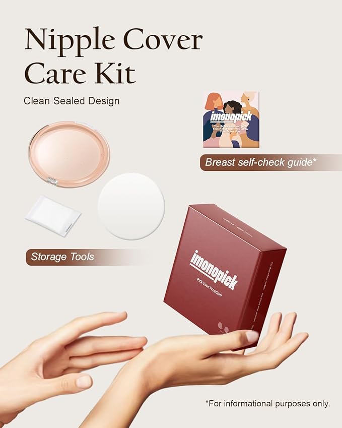 Nipple Covers For Women, 2 Pairs Sticky Bra, Reusable Pasties Nipple Covers Waterproof with Travel Box