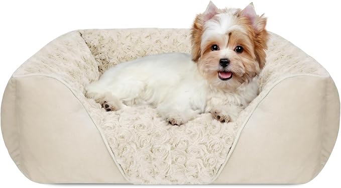 Small Dog Bed Rectangle Washable Orthopedic Soft Calming Sleeping Durable Pet Cuddler with Anti-Slip Bottom