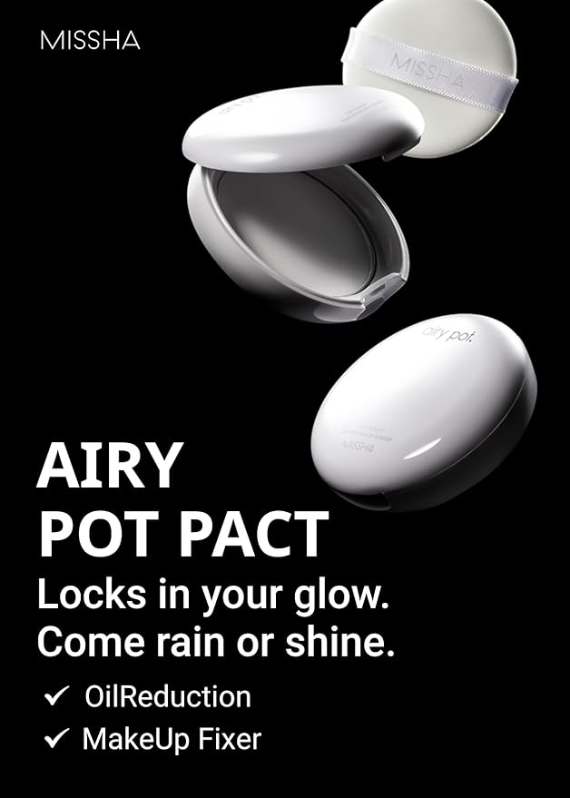 MISSHA Airy Pot Pressed Translucent Powder Pact 5g I Make Up Finishing Setting Powder For a Natural Matte Finish