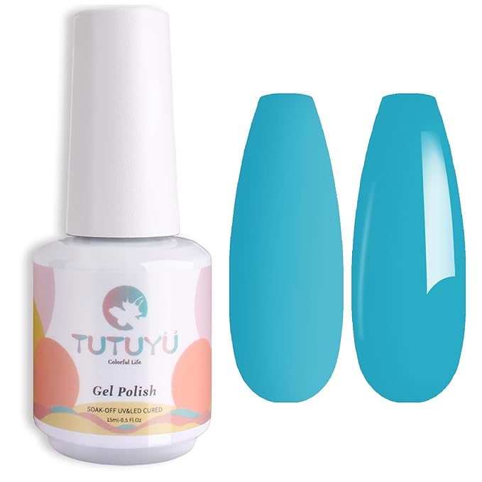 Gel Nail Polish, Neon Robin's Egg Blue, 15ml UV/LED Soak Off Gel Polish for Manicure Salon or DIY Nail Art at Home