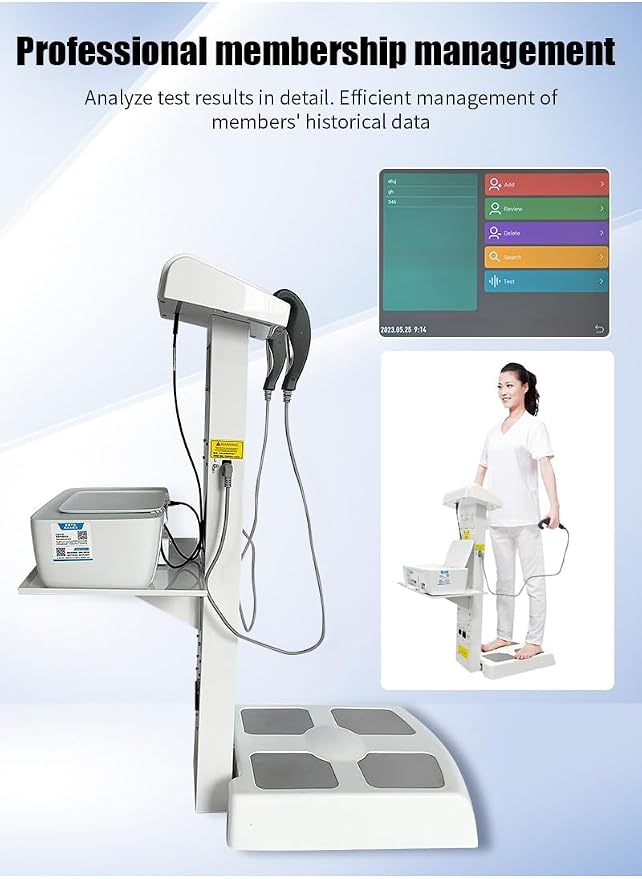 Body Fat Analyzer with Printer Human Body Composition Analysis Scanner with Muscle/Fat Analysis, Health Monitoring, Hydration Tracking & BMI Calculator for Home or Fitness Studio Use, White