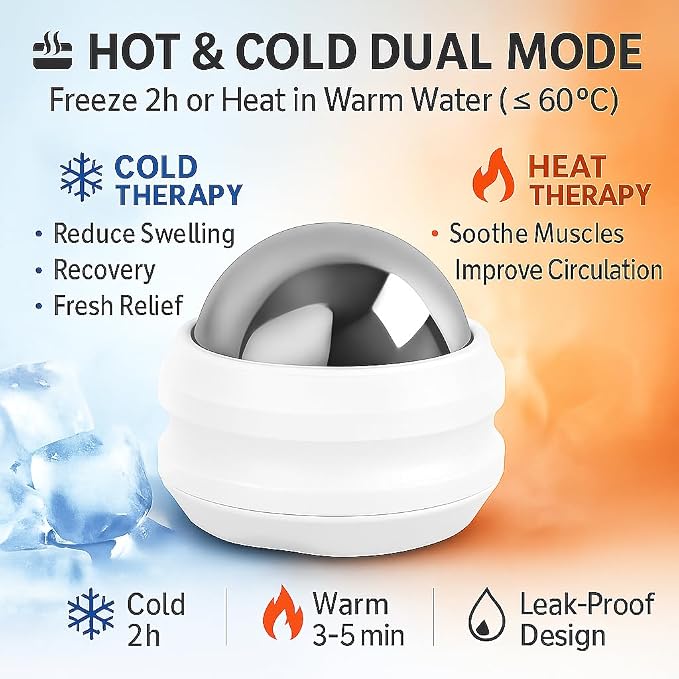 Flyfan Cold Massage Roller Ball - Gifts for Boyfriend Him Men Women, Stays Cold for 6 Hours, Muscle Recovery Tools,Personal Care Massage Essentials,Rapidly Relieve Muscle Pain and Tension