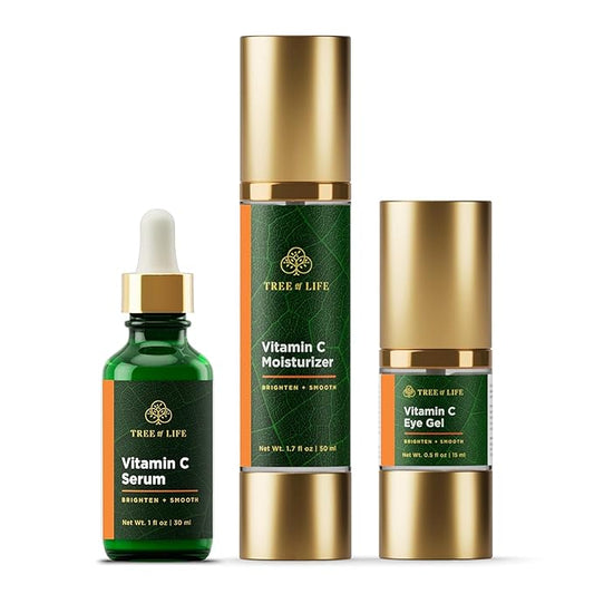 Tree of Life Beauty Ultimate Skin Care Set, Brightening, Firming, Hydrating, Moisturizing, Brightening, Complete Face Care Regimen - Anti-Aging Vitamin C Trio Pro Pack