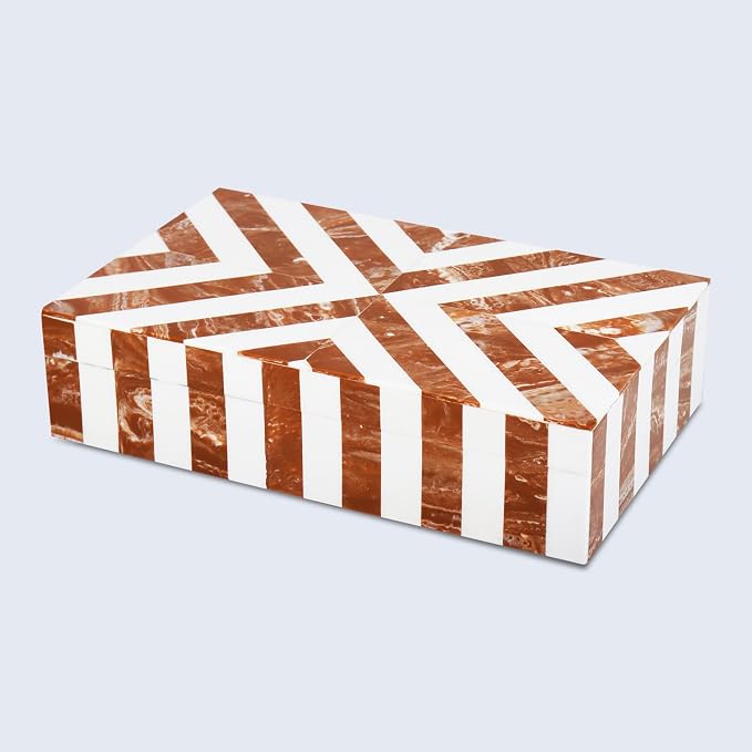 Handicrafts Home Decorative Storage Box 10x6 – Remote Organizer Box with Lid, Modern Decorative Keepsake Box, Boho Shelf Décor, Memory Box for Photos or Letters, Decorative Box for Table Décor