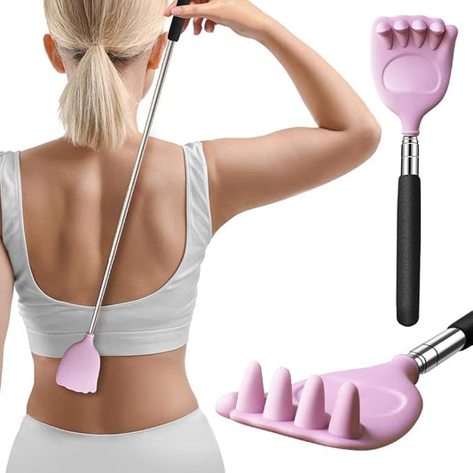 Back Scratcher Extendable Silicone Bear Claw Massager Tool Telescoping Stocking Stuffers for Itches Lotion Application Spa Men Women Kids Adults the Disabled Baby Purple
