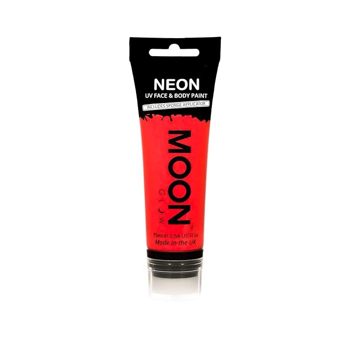 Moon Glow Supersize 2.54oz Blacklight Neon UV Face & Body Paint - Intense Red - with sponge applicator