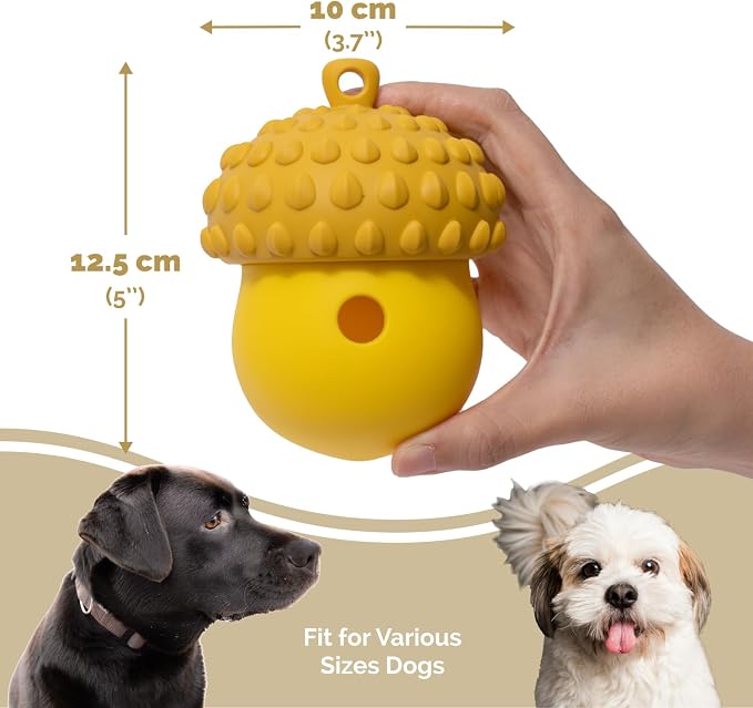 POPUPJOYS Interactive Treat Dispensing Dog Toys for Mental Stimulation & Healthy Eating | Enrichment Treat Toy with Detachable Lid for All Dog Sizes | Food-Grade Silicone, Dishwasher Safe (Yellow)