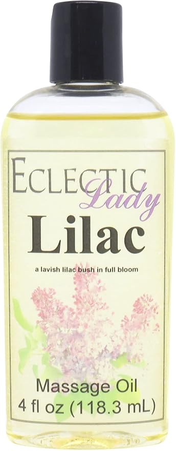 Lilac Massage Oil, 4 oz, With Sweet Almond Oil and Jojoba Oil