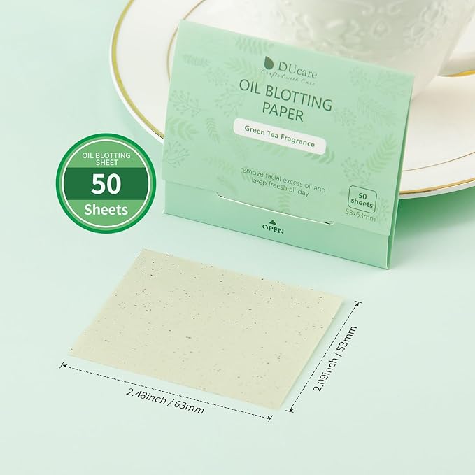Oil Blotting Sheets for Face Refills Only,DUcare 200 Sheets Green Tea Blotting Paper For Oily Skin