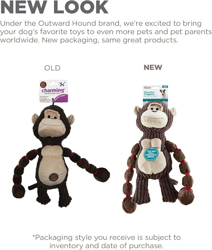 Outward Hound by Charming Pet Thunda Tugga Gorilla Plush & Squeaky Dog Tug Toy