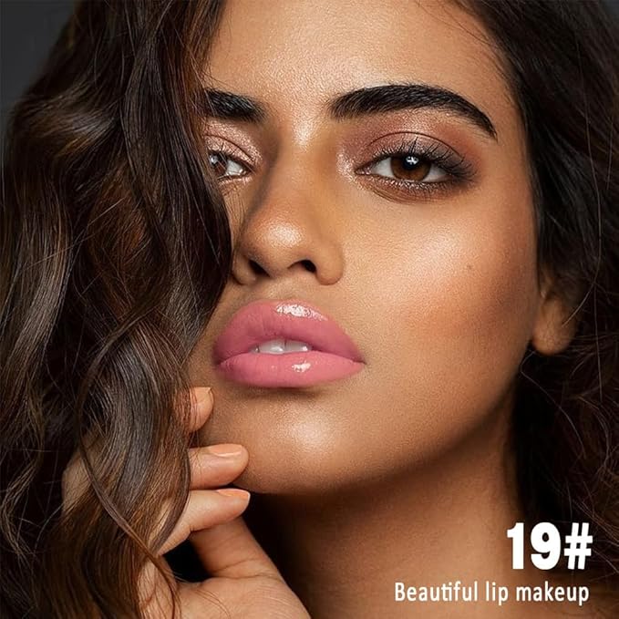evpct Nude Pink Shiny Glossy Longwear No-Budge Liquid Lip Color Lipstick Makeup, Highly Pigmented Color Instant Shine, Waterproof Long Lasting Lipstick for Women, Lip Stain Gloss with Lip Liner Brush
