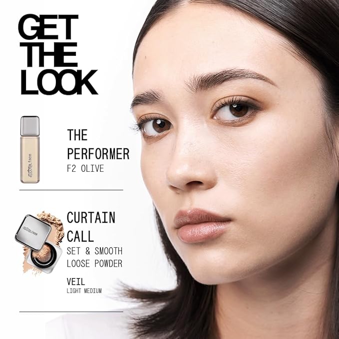 about-face THE PERFORMER Skin-Focused Foundation F2Olive – Medium Coverage, Long-Wear, Breathable & Buildable Base – Clean, Vegan, Hydrating Formula with Blue Agave & Chlorella – 1.08oz