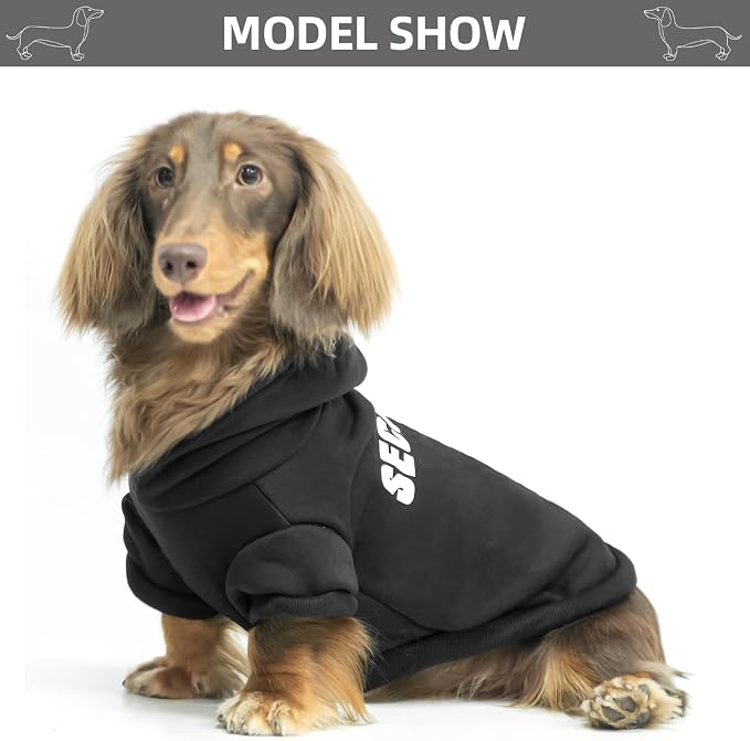 BINGPET Security Dog Hoodie, Dachshund Sweater Clothes with Leash Hole | Warm Dog Sweatshirt for Small Medium Large Dogs, All-Season Cold Weather Comfort & Fit, Soft Winter Hooded Pullover Outfit