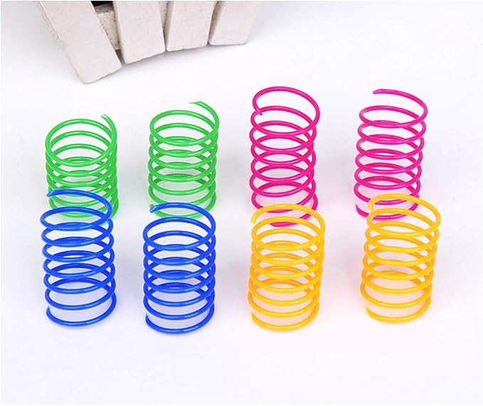 ISMARTEN Cat Spring Toy (60 Pack), Cat Kittens Toys Plastic Coil Spiral Springs for Swatting, Biting, Hunting, and Active Healthy Play (Random Color)