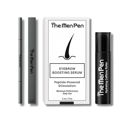 The Men Pen Eyebrow Boosting + Caffeine Kit | Eyebrow, Beard and Hair Filler | Waterproof, Long Lasting, Sweat Proof - Brown