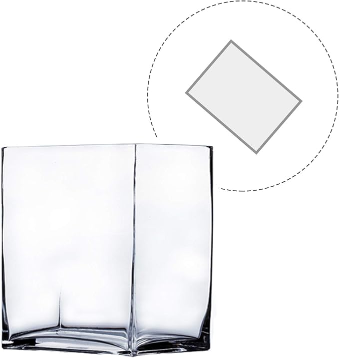 WGV Glass Rectangle Block Vase, Width x Length 3" x 4", Height 5",Clear Floral Planter Container Votive Candle Holder Wedding Party Event, Home Office Decor 1 Piece