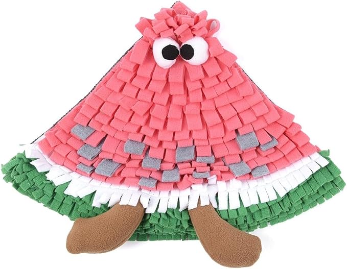 Vedem Small Animal Snuffle Mat Fleece Foraging Mats Interactive Feeding Toy Rabbit Guinea Pig Rat Hamster Anti Slip Treat Dispenser (Watermelon)