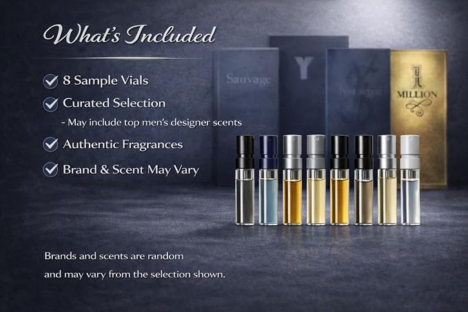 Men's Cologne Top Designer Best Rated Sample Lot - High End Niche Most Popular Fragrance Sampler Vial Set (8 Random Samples)