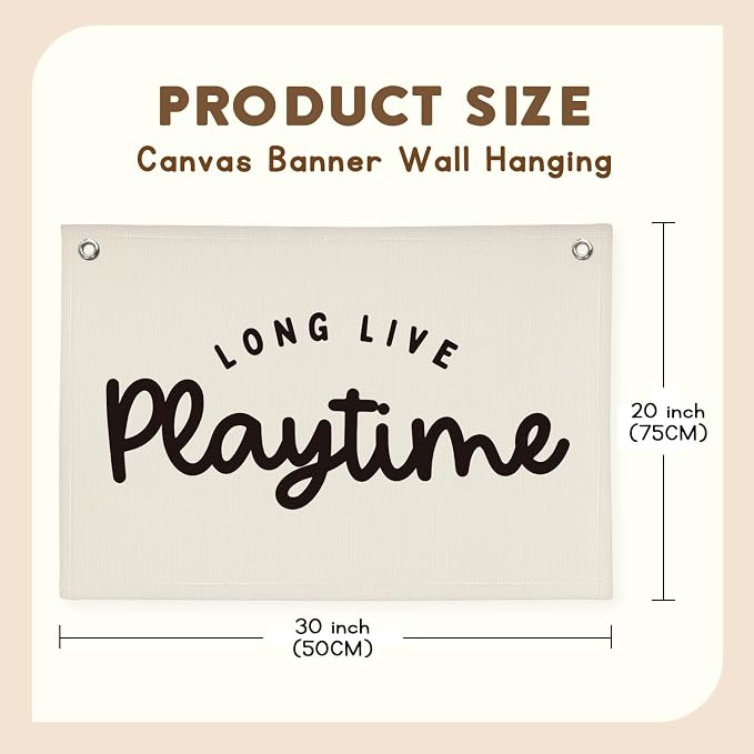 Playroom Decor,Long Live Playtime Linen Hanging Banner Flag Decor for Nursery Playroom Toddler Kids Room Decor, Classroom Decorations,Classroom Must Haves 30x20 playtime