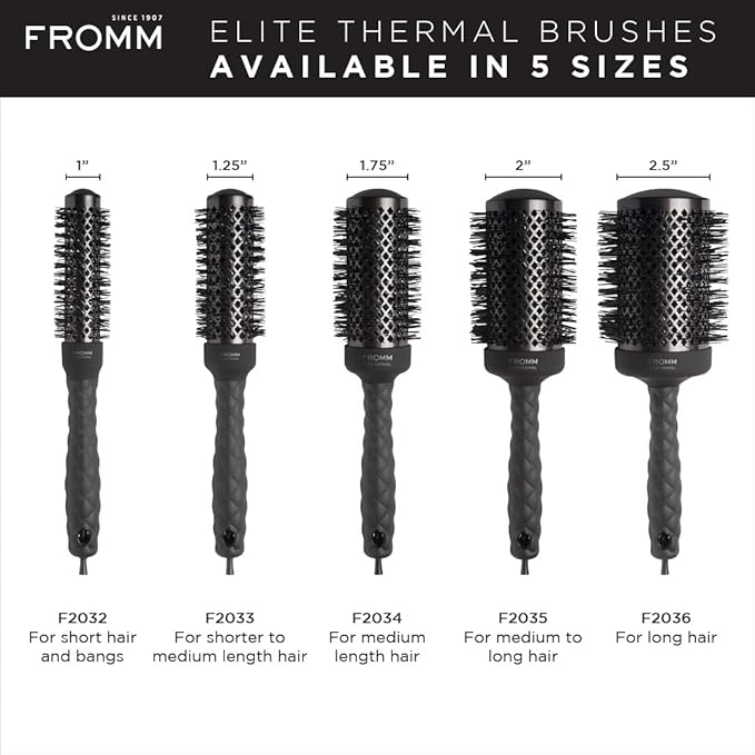 Fromm Elite Thermal Ceramic x Ionic 1" Round Brush for Expert Blowouts and Faster Hair Drying | Roller Hairbrush for Anti-static Styling, Smoothing, Straightening and Shine