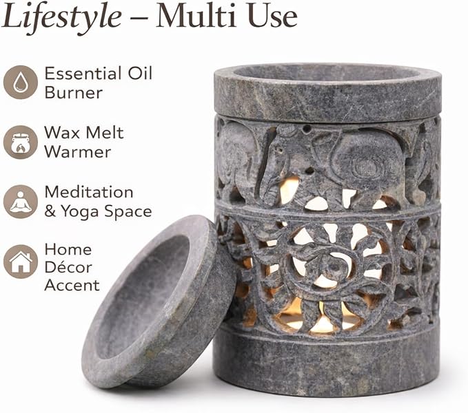 Marble Soapstone Candle Tea Light Holder | Aroma Burner, Oil Diffuser, Wax Burner, Home Decor