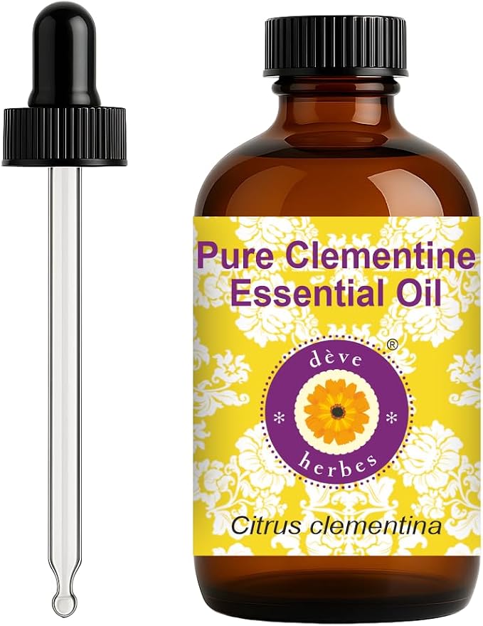 dève herbes Clementine Essential Oil (Citrus Clementina) with Glass Dropper | Pure | Non-Sticky | Non-Greasy | Lightweight | Men & Women | All Skin Types | Steam Distilled 120ml (4 oz)