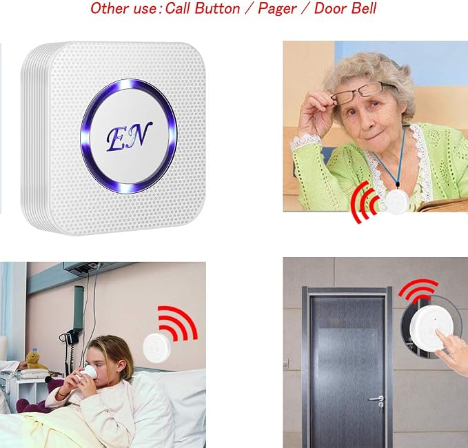 Dog Door Bell, Dog Door Bell for Potty Training, Dog Bells to Go Outside,Dog Door Bell for Dogs to Ring to Go Outside,Bells for Dog Training (2 Receiver 2 Transmitters, White)