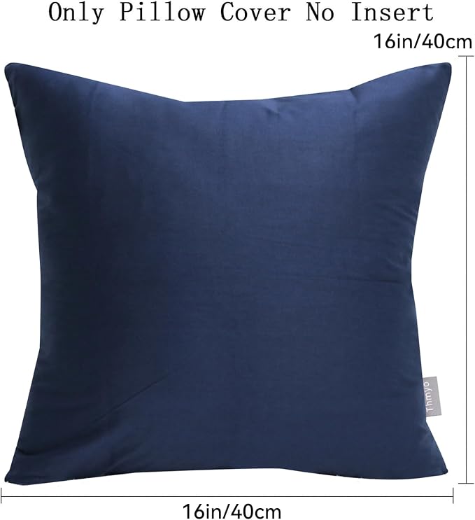 Thmyo 4-Pack 100% Cotton Comfortable Solid Decorative Throw Pillow Case Square Cushion Cover Pillowcase Sublimation Blank Pillow Covers Christmas DIY Throw Pillowcase(16x16inch/40x40cm,Midnight Blue)