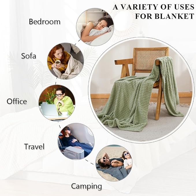 Simple&Opulence Sage Green Throw Blanket-Super Soft Fluffy Blankets 50x70 Inches Cozy Lightweight Fleece Blanket for Couch Bed Office Chair Home Decor