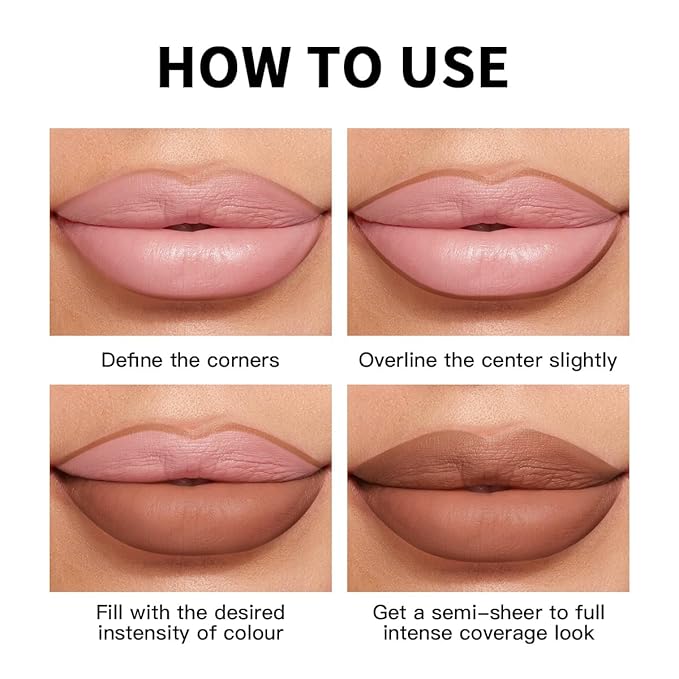 USHAS Lipstick and Lip Liner Combo Set 2 in 1 Waterproof Matte Lipstick pen for Women Lip liner Set Long Lasting with Makeup Set (Y17, Pack of 1)